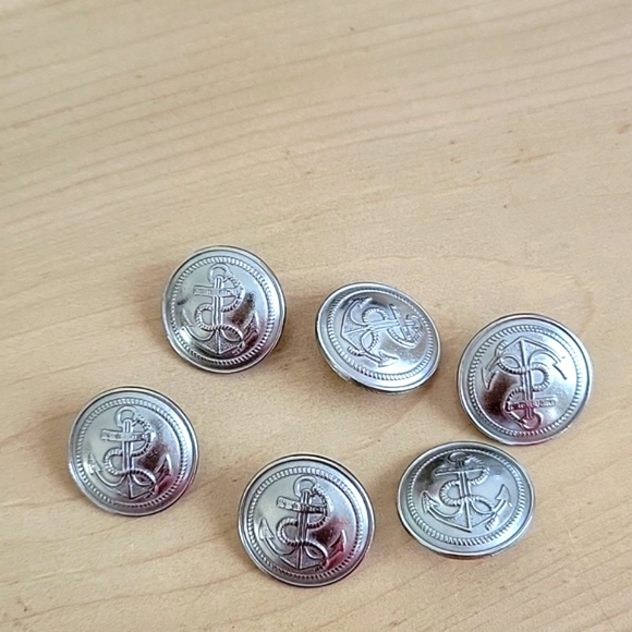 Military Navy Silver Anchor Buttons -6 - Picture 1 of 3